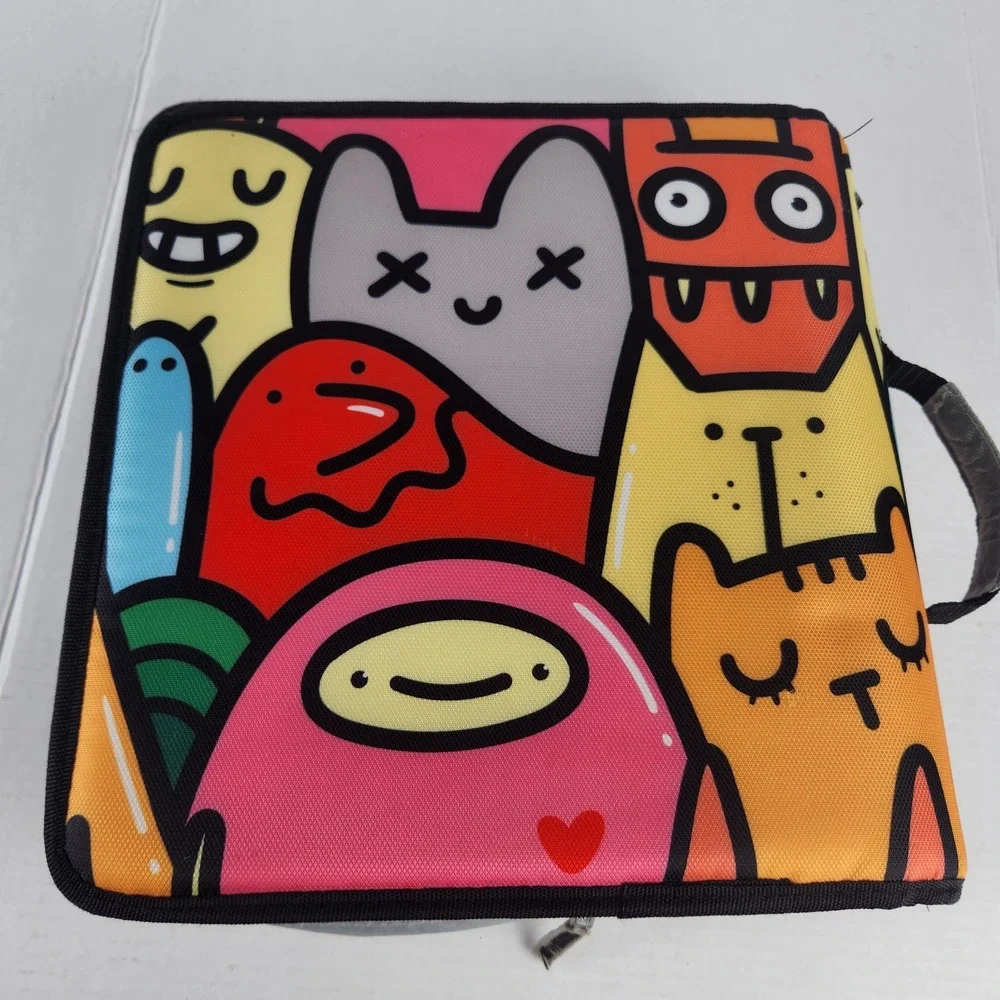 Case-it 3 Ring Zipper Binder Cartoon Monster Print 5-Tab Expanding File Handle